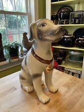 Vintage Lifelike 13” Ceramic Dog Statue W Gilded Collar Numbered Fine Details #1 picture