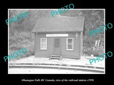 OLD LARGE HISTORIC PHOTO OF OKANAGAN FALLS BC CANADA THE RAILWAY STATION c1950 picture