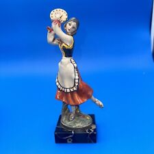 VTG Statue Depose Italy #906 Dancer With Tambourine Made in Italy Marble Base picture