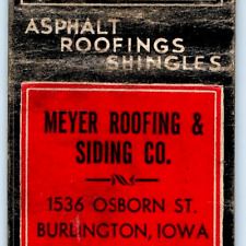 c1940s Burlington, IA Meyer Roofing Siding Matchbook Cover Fords Shingles C36 picture
