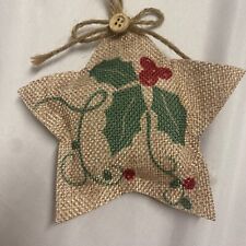 Rustic Country-Style Plush Burlap Star-Shaped Christmas Ornament w Wood Jute picture
