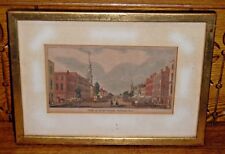 Antique Small Framed Color Engraving - View In Broad Street, Newark NJ picture