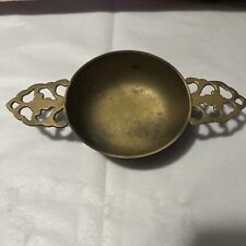 Vintage Brass Porringer Valet Trinket Dish Mid Century Modern Ornate Unique 9” picture