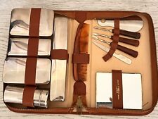 Vtg Travel Grooming Kit Pioneer Leather Case 12 Pieces Made In Australia picture