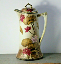 Antique Early 20thC Art Nouveau Lotus Flowers Chocolate Pot Signed Made in Japan picture
