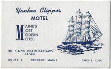 Belfast Maine Yankee Clipper Ship Motel Vintage Business Card Craig Barnaby ME picture