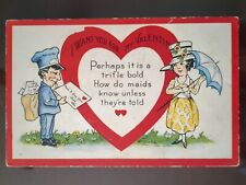 I Want You for My Valentine, Mailman w/ Love Letter - Early 1900s, Wrinkles picture