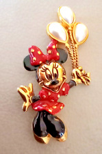 Walt Disney Rare Napier Minnie Mouse with Faux Pearl Ballons Enamel Goldtone Pin picture