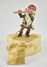 Vtg 1979 Ron Lee Gnome Elf Playing Flute Figurine Gold Plated Handpainted Signed picture