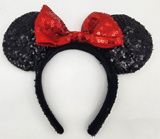 Disney Parks Minnie Mouse Black And Red Sequin Ears Headband picture