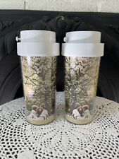 Pair Vintage 70s Travel Tumbler Thermo Serv 12 oz No Spill Cup Mug Insulated picture