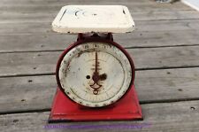 Vintage PELOUZE DELUXE 24lb. Family Scale RUSTIC Farmhouse CHICAGO Red & White picture
