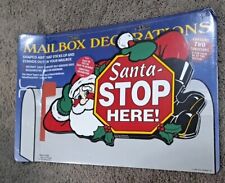 Vtg. Santa Stop Here Mailbox Decor Adhesive USA Weatherproof 1997 XMas Christmas picture