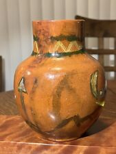 Antique Primitive Southwest Folk Art Imagery Pottery Vase picture