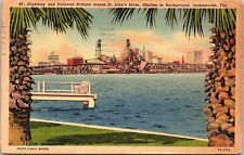 Highway Railroad Bridges St Johns River Skyline Jacksonville Florida Postcard picture