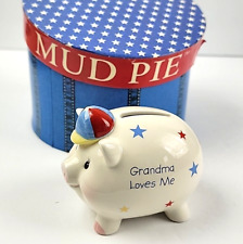 Vintage Mud Pie Ceramic Piggy Bank 2001 GRANDMA LOVES ME picture