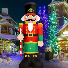 8ft Christmas Inflatable Nutcracker, Lighted Xmas Yard Decor with Fan & Ropes picture