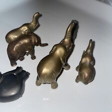 Vtg Lot Of 6 Small Brass Elephant Figurines Trunks Up Standing Poses picture