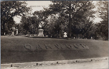 RPPC Beaver Dam WI c1910 Oakwood Cemetery Gravestones Flower Sign Dodge County picture