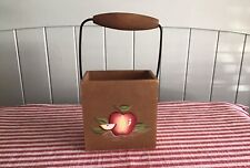 Vintage Primitive Style Wooden Matchbox Holder Farmhouse Apple 3.5” Tall & Wide picture