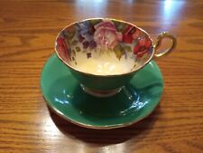 Vintage AYNSLEY ~ Cabbage Rose Floral (1032) ~ Cup + Saucer ~ Signed J A Bailey picture