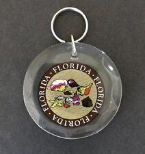 Vintage Keychain FLORIDA Key Ring Acrylic Fob Seashells State Souvenir 2~ Sided picture