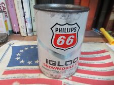 Vintage Phillips 66 IGLOO SNOWMOBILE Outboard Motor Oil 1 Quart PETROLEUM EMPTY picture