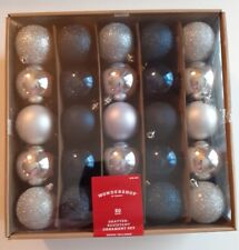 50ct Target Navy Blue Silver Shatter Resistant Christmas Tree Ornaments Set Pack picture