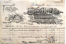 1911 Eutaw Beef Company G H Hammond Co Western Dressed Baltimore MD Billheads picture