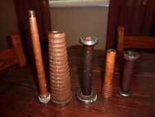 Lot 5 Antique Wooden Spools Textile Mill Thread Bobbin Spindle picture