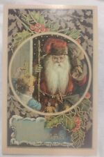 Postcard Santa Claus At The Door Dolls Kids Christmas Heymann picture