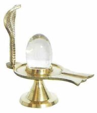 SPHATIK NATURAL CRYSTAL SHIVLING BANLING & BRASS STAND LORD SHIVA LINGAM picture
