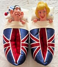 Vintage 80s Prince Charles Princess Diana Royal Slippers UK Flag Size Large picture
