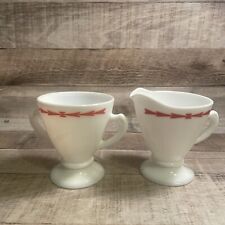 Rare Hazel Atlas’s Milk Glass Open Footed Cream And Sugar Red Arrow picture