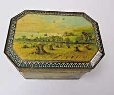 Antique Peek Frean Harvest Time Biscuit Tin Wheat Flowers Ships 10 Prize Medals picture