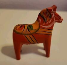 Vintage Wooden Minature Hand Carved Painted Swedish Dala Horse~Original Sticker  picture