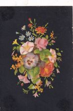 1800's Victorian Card -Lovely Mixed Flower Bouquet picture