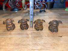 Griswold Pup Set Lot x4 PaperWeight Cast Iron K9 Dog Patina Puppy Collector GIFT picture