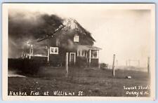 RPPC NASHUA NH FIRE WILLIAMS ST BURNING HOUSE FIRE SUNSET STUDIOS DERRY POSTCARD picture