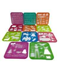 VTG Tupperware 11 Stencil Art Set 1987 Tuppertoy Plastic Letters Numbers Animals picture