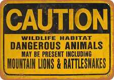 Metal Sign - Caution Mountain Lions and Rattlesnakes -- Vintage Look picture