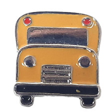 Vintage 1970s Yellow School Bus Enamel Collectible Lapel Pin Brooch picture