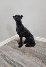 2 Italian Black Panther Figure Ceramic Sculpture picture