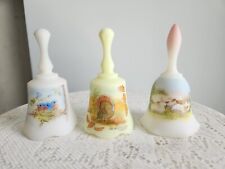 Lot Of 3 Satin mother's day And Vaseline Turkey Thanksgiving Hand Painted Bells picture