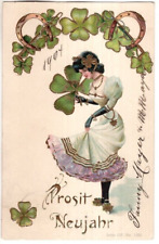 GERMAN 1904 ANTIQUE NEW YEAR Postcard    