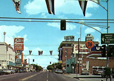 1960s WINNEMUCCA NEVADA MAIN STREET 76 GAS STAR FINEST FOOD CHROME POSTCARD P546 picture
