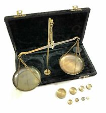 Nautical Brass Jewellery Balance Scale with Velvet Box & Complete Weight Decor picture