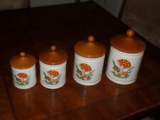 Vintage Merry Mushroom Kitchen Canister Set of 4 Sears Roebuck 1982 Japan [c590] picture