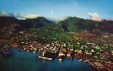 Postcard HI Honolulu Harbor Hawaii Aerial View Punchbowl Chrome Vintage PC J1803 picture