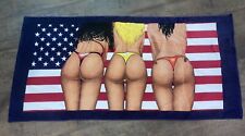 Vintage Beach Towel Girls American Flag Bathing Suit Bikini picture